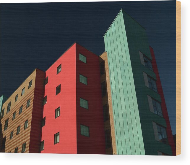Cool Attitude Wood Print featuring the photograph Multicolored Apartment Block by Mouse-ear