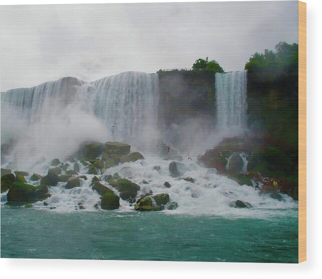 Niagara Wood Print featuring the photograph American and Bridal Veil Falls-Niagara Falls by Bnte Creations