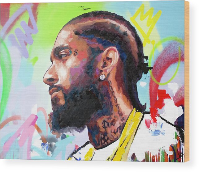 Nipsey Wood Print featuring the painting Nipsey Hussle by Richard Day