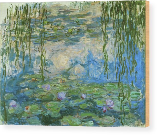 Claude Monet Wood Print featuring the painting Nympheas,1916-1919 Canvas,150 x 200 cm Inv. 51 64. by Claude Monet -1840-1926-