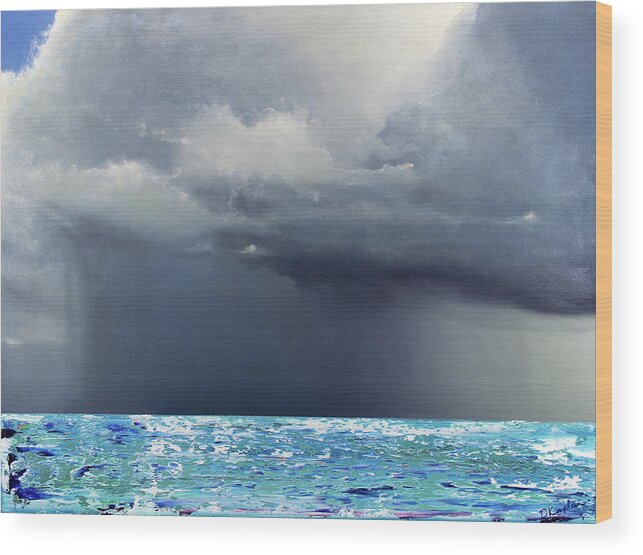 Derek Kaplan Wood Print featuring the painting Opt.26.19 'Storm' by Derek Kaplan
