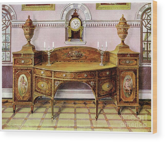 Drawer Wood Print featuring the drawing Painted And Inlaid Satinwood Sideboard by Print Collector
