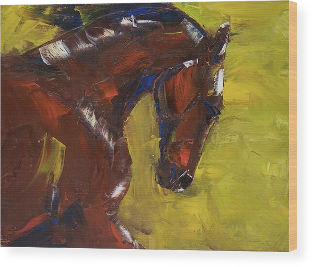 Horse Wood Print featuring the painting Painted Determination by Jani Freimann