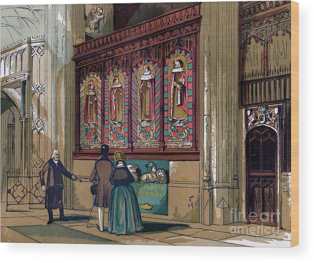 19th Century Style Wood Print featuring the drawing Painted Screen, St Georges Chapel, 19th by Print Collector