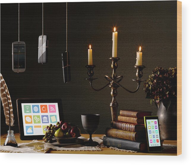 Hanging Wood Print featuring the photograph Painterly Still Life Smart Phone Tablet by Jeffrey Coolidge