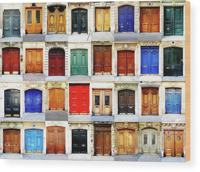 Arch Wood Print featuring the photograph Paris Doors by Maica