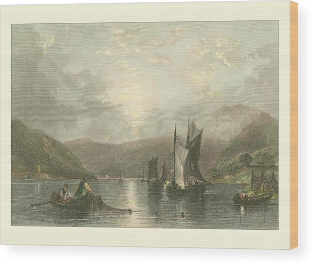 Landscapes & Seascapes Wood Print featuring the painting Pastoral Riverscape II by William H. Bartlett