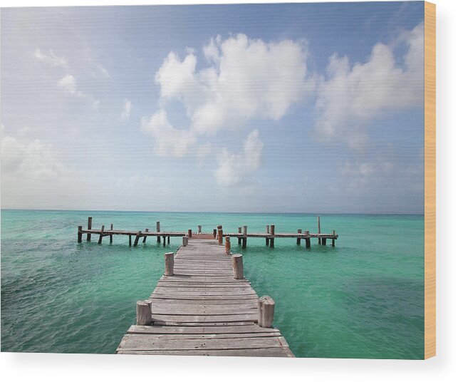 Tranquility Wood Print featuring the photograph Pier Cancun by M Swiet Productions
