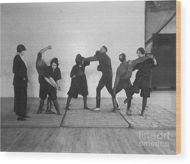 People Wood Print featuring the photograph Policewomen Practice Jiu Jitsu by Bettmann