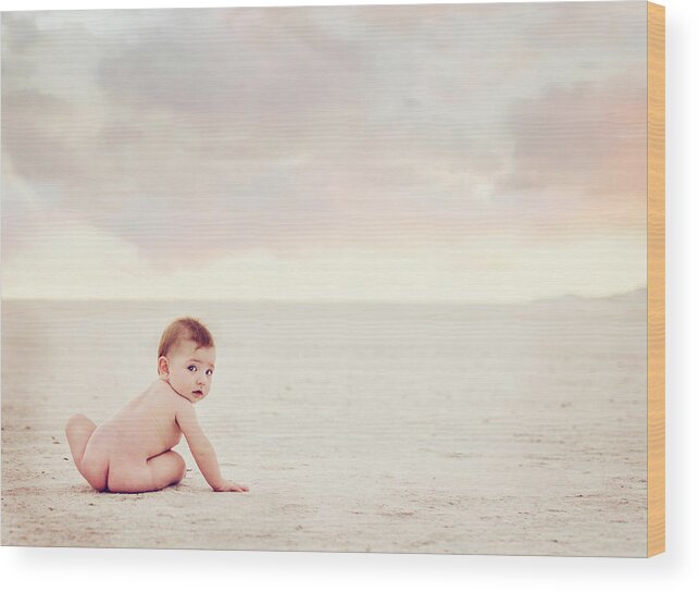 Naked toddler girls  Portrait Of Naked Baby Girl Sitting On Land Against Cloudy Sky Wood Print  by Cavan Images - Fine Art America