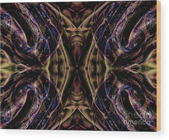 Abstract Wood Print featuring the mixed media Powerful Purple by Jolanta Anna Karolska