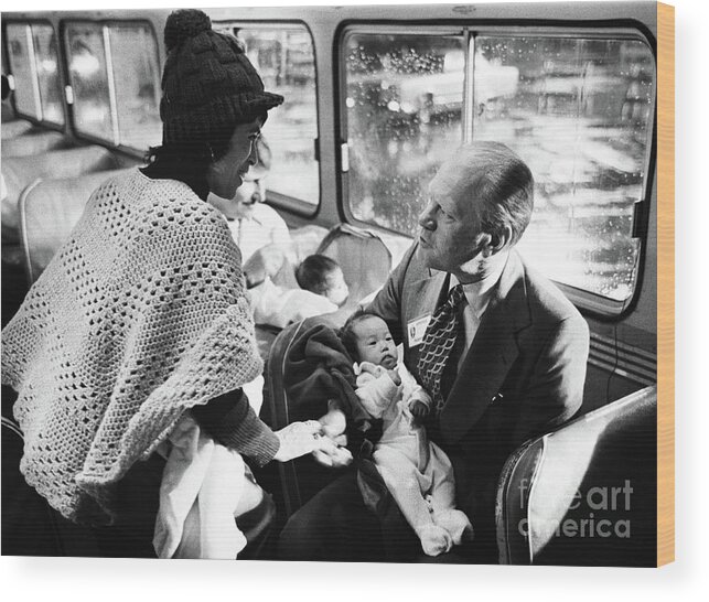San Francisco Wood Print featuring the photograph President Ford With Operation Babylift by Bettmann