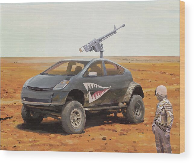 Astronaut Wood Print featuring the painting Prius Road Machine by Scott Listfield