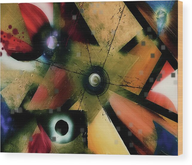 Abstract Wood Print featuring the painting Quake by Art by Gabriele