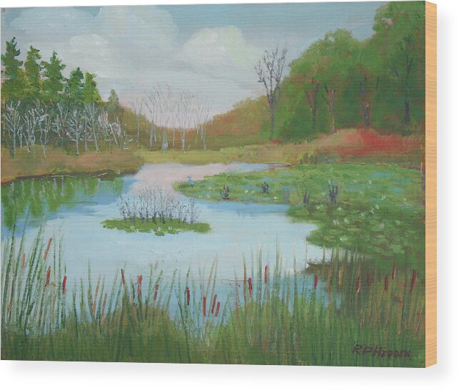 Morristown Ny Plein Air Wood Print featuring the painting Red Barn Beaver Pond by Robert P Hedden