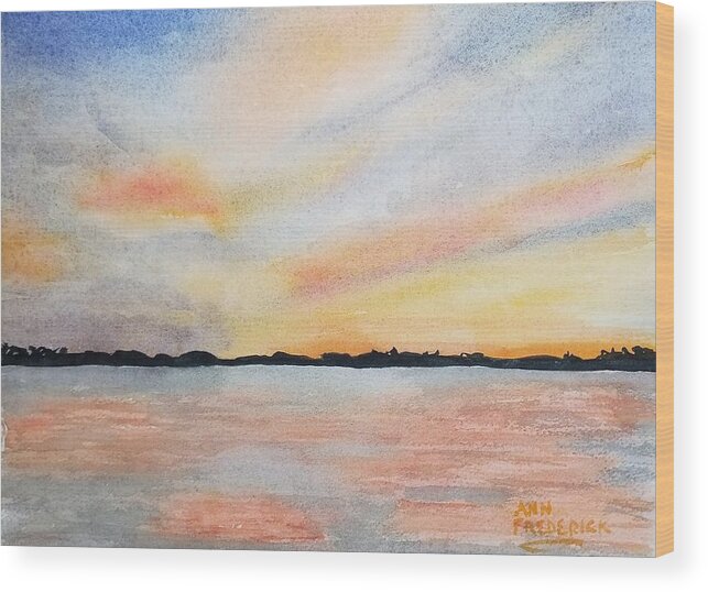 Mullet Lake Wood Print featuring the painting Regan Sunset by Ann Frederick