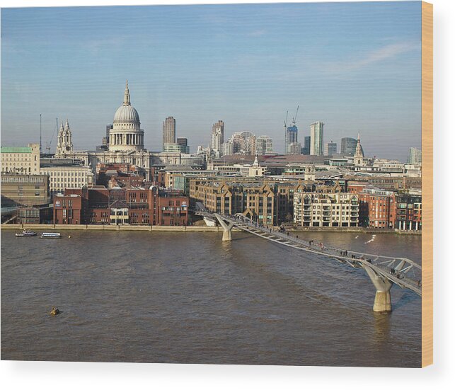 London Millennium Footbridge Wood Print featuring the photograph River Thames, London by Paul Williams
