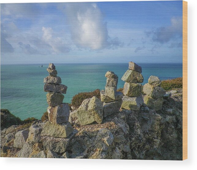 Mine Wood Print featuring the photograph Rock Piles Cligga Head Mine Cornwall by Richard Brookes