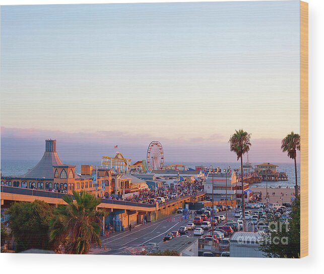 People Wood Print featuring the photograph Santa Monica Pier by Stellalevi
