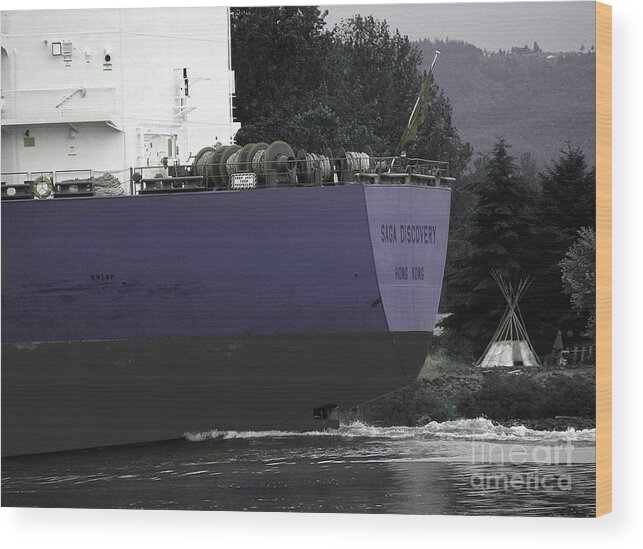 Ship Wood Print featuring the photograph Ship 2 on the Columbia River by Rich Collins