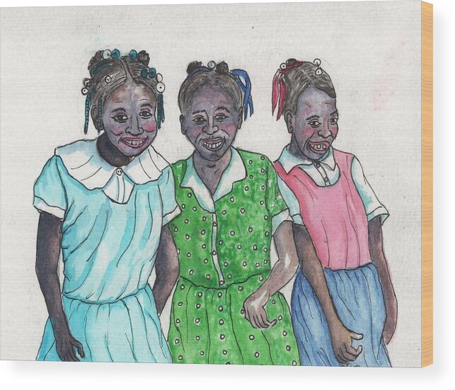 Shy Girls From South Alabama Wood Print featuring the painting Shy Girls From South Alabama by Philip And Robbie Bracco