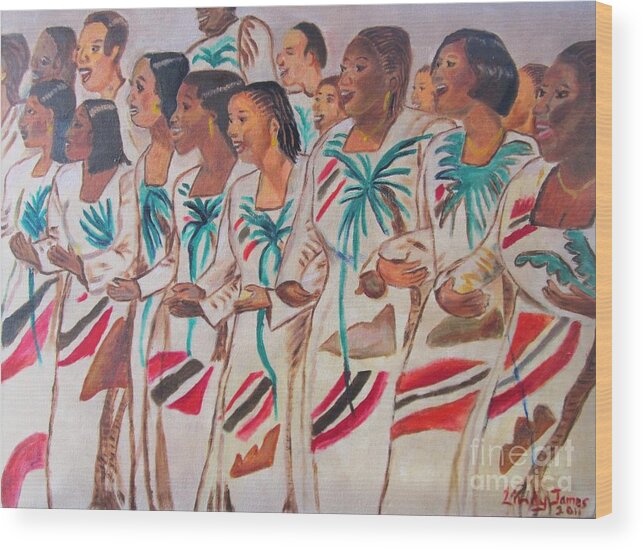 Tobago Wood Print featuring the painting Signall Hill Tobago Alumni Choir by Jennylynd James