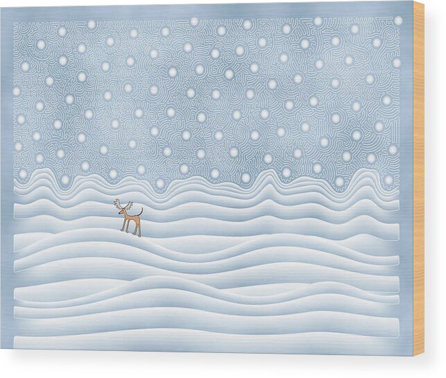Enlightened Animal Wood Print featuring the digital art Snow Day by Becky Titus