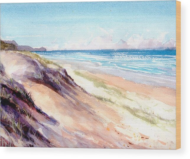 Sunrise Beach Painting Wood Print featuring the painting Sunrise Beach, Noosa Queensland painting by Chris Hobel