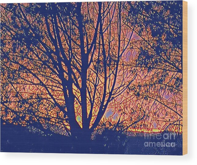 Sunrise Wood Print featuring the painting Sunrise by Denise Railey