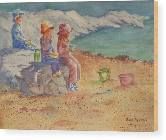 Beach Wood Print featuring the painting Taking a Break by Barbara Parisien