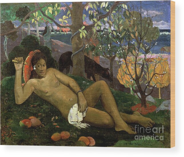 Paul Gauguin Wood Print featuring the drawing Te Arii Vahine Woman Of Royal Blood by Heritage Images