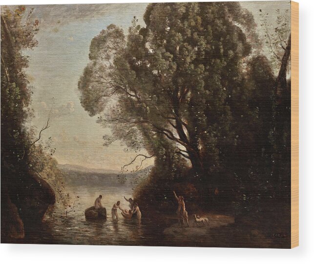 The Bath Of Diana Wood Print featuring the painting The Bath of Diana by Jean-Baptiste-Camille Corot