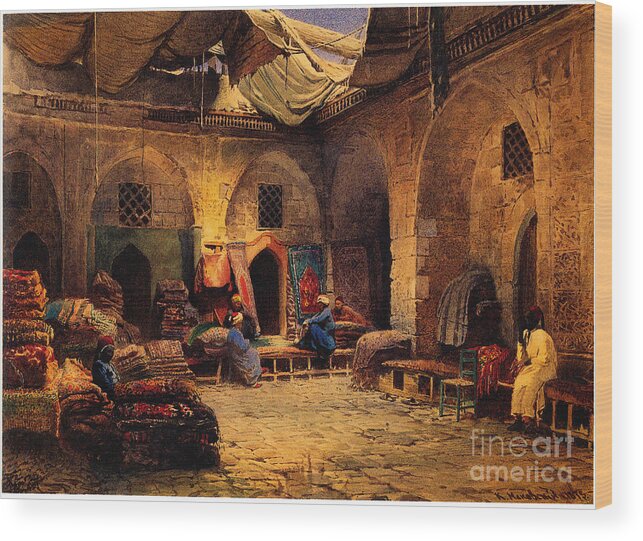 Time Of Day Wood Print featuring the drawing The Carpet Shop In Cairo, 1875. Artist by Heritage Images