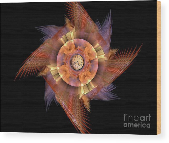 Fractals Wood Print featuring the digital art The Clock by Elaine Manley