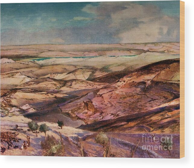 People Wood Print featuring the drawing The Judean Desert And The Dead Sea by Print Collector