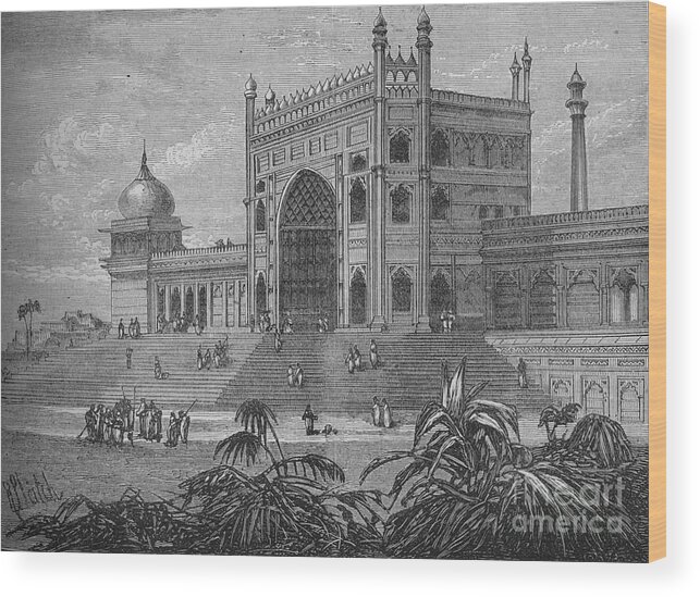 Scenics Wood Print featuring the drawing The Palace At Delhi by Print Collector