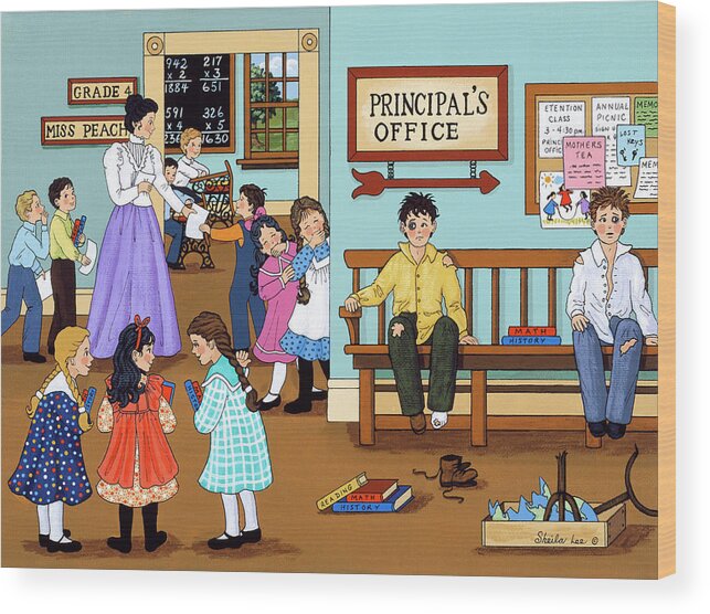 School Wood Print featuring the painting The Principal?s Office by Sheila Lee
