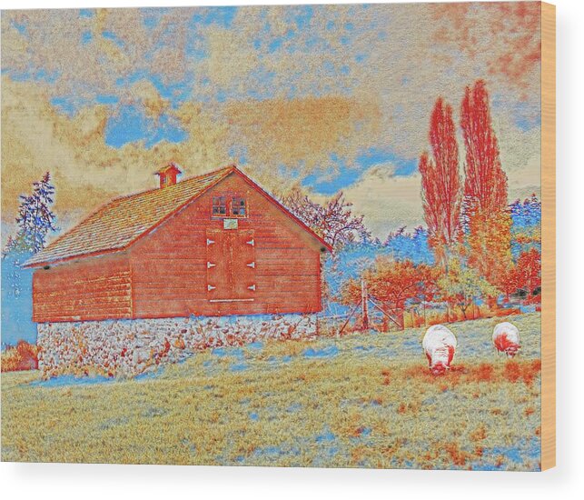 Sheep Shed Wood Print featuring the digital art The Sheep Barn by Jerry Cahill