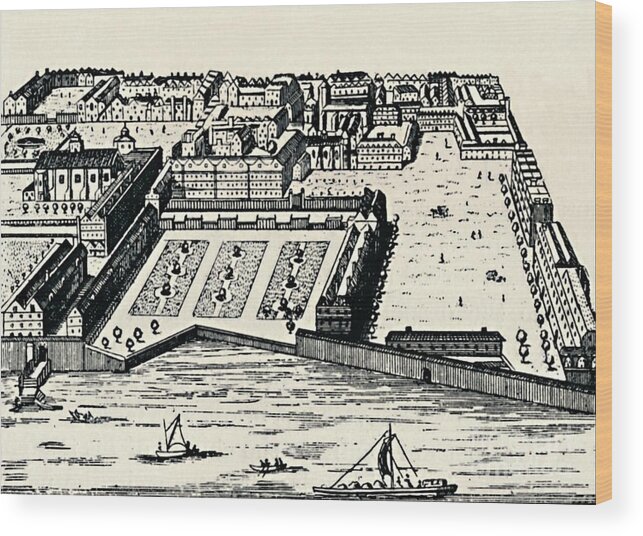 Rooftop Wood Print featuring the drawing The Temple From The Thames, C1650, 1903 by Print Collector