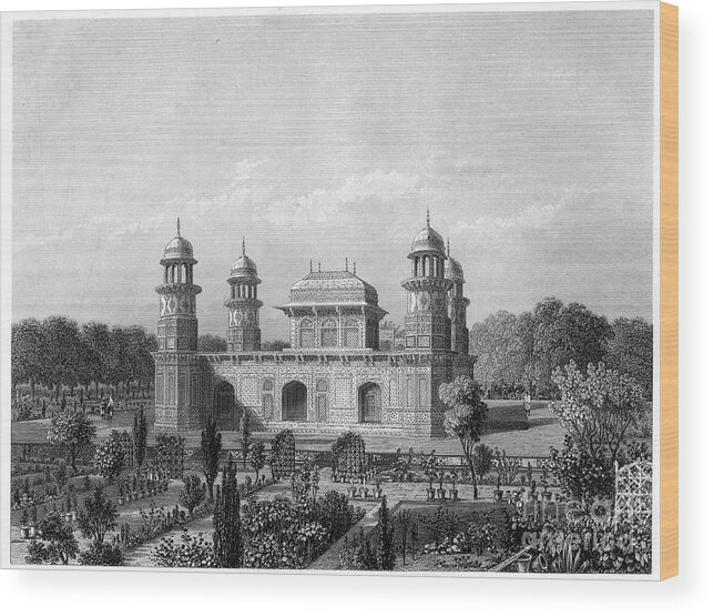Engraving Wood Print featuring the drawing The Tomb Of Itimad-ud-daula, Agra by Print Collector