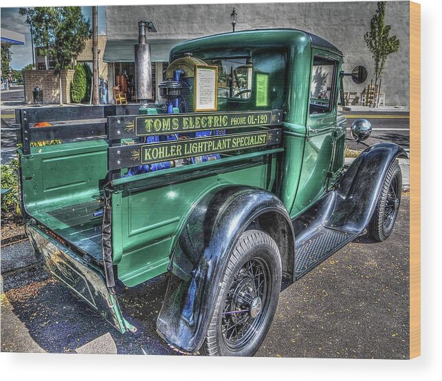 Automotive Art Wood Print featuring the photograph Tom's Electric Truck by Thom Zehrfeld