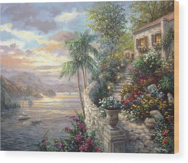 Tranquil Sea Wood Print featuring the painting Tranquil Sea by Nicky Boehme