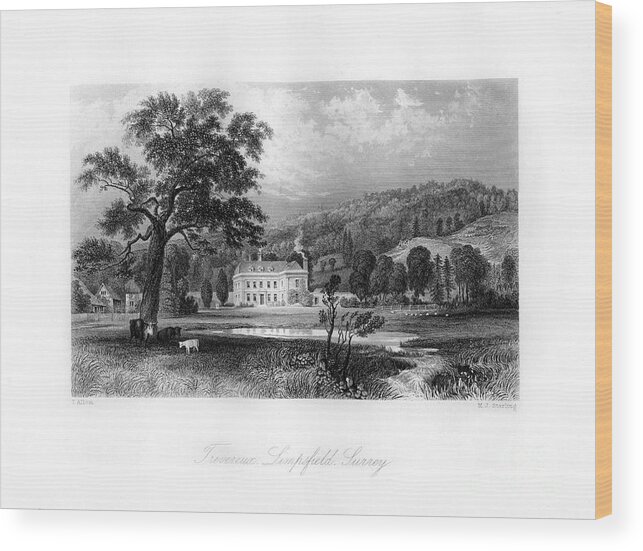 Tranquility Wood Print featuring the drawing Trevereux, Limpsfield, Surrey, 19th by Print Collector