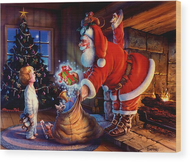 Michael Humphries Wood Print featuring the painting 'Twas the Night Before Christmas by Michael Humphries
