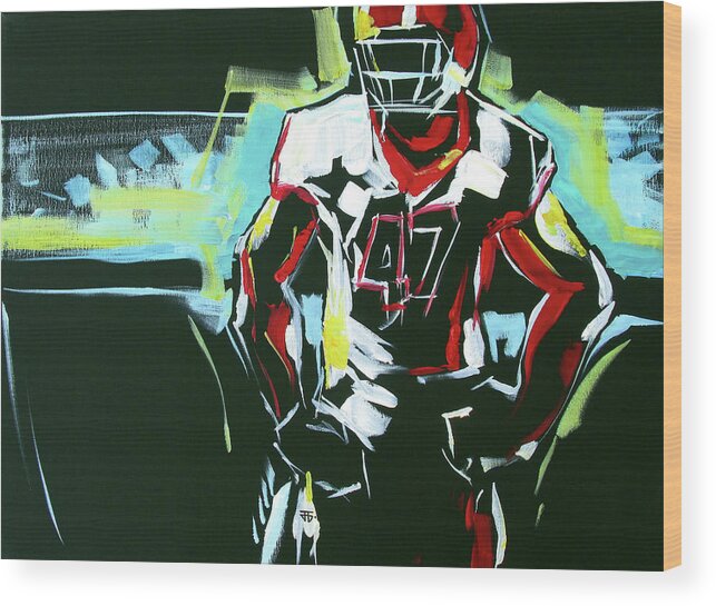 Uga Football Wood Print featuring the painting UGA Pose by John Gholson