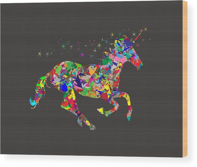 Unicorn Wood Print featuring the digital art Unicorn by Martina