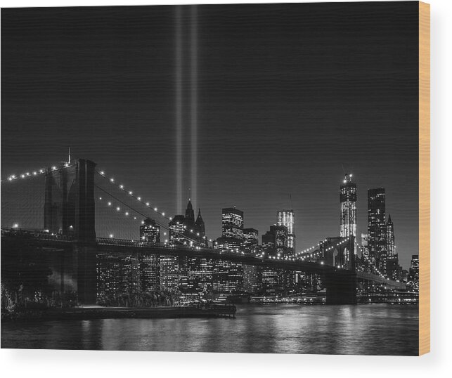 Suspension Bridge Wood Print featuring the photograph Usa, New York City, View Over Hudson by Daniel Grill
