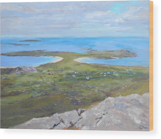 Nature Wood Print featuring the painting View from Errisbeg by Michael Camp