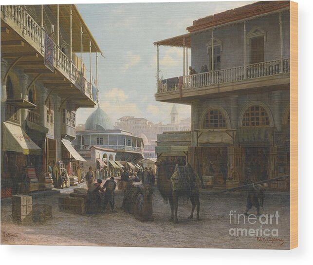 Scenics Wood Print featuring the drawing View Of Tiflis, 1874 by Heritage Images