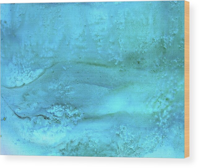 Watercolor; Wisconsin Artist; Florida Artist; Yupo; Scuba Wood Print featuring the painting Wave Action Turquoise by Kris Parins